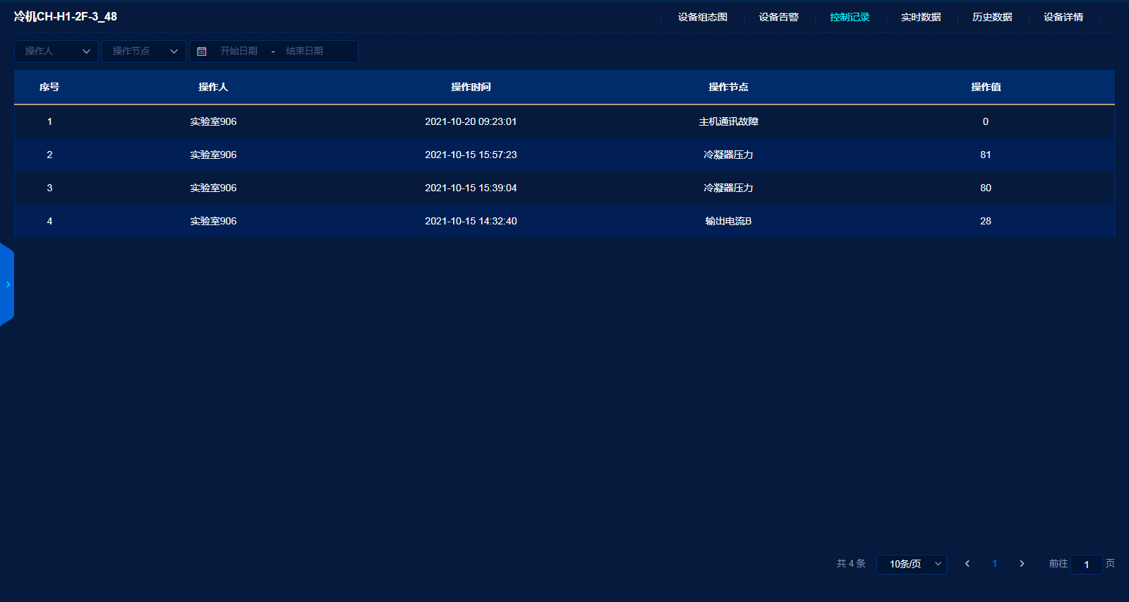 鍋爐遠(yuǎn)程管理系統(tǒng)控制記錄
